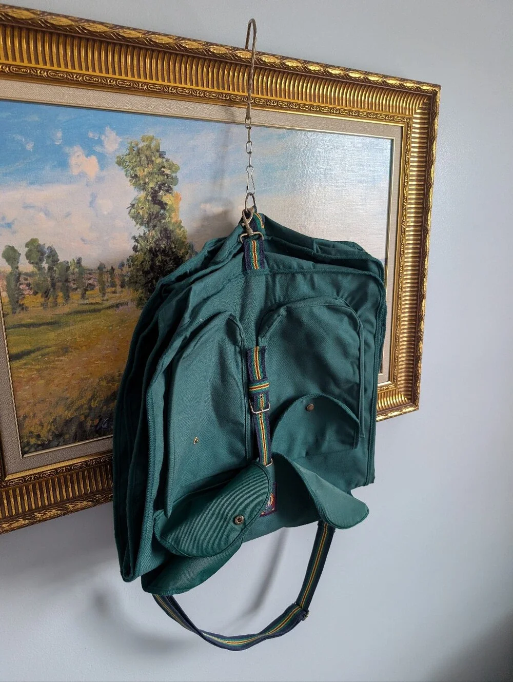 Vintage Ralph Lauren Dark Green Garment Bag With Chain/Hook Rare!